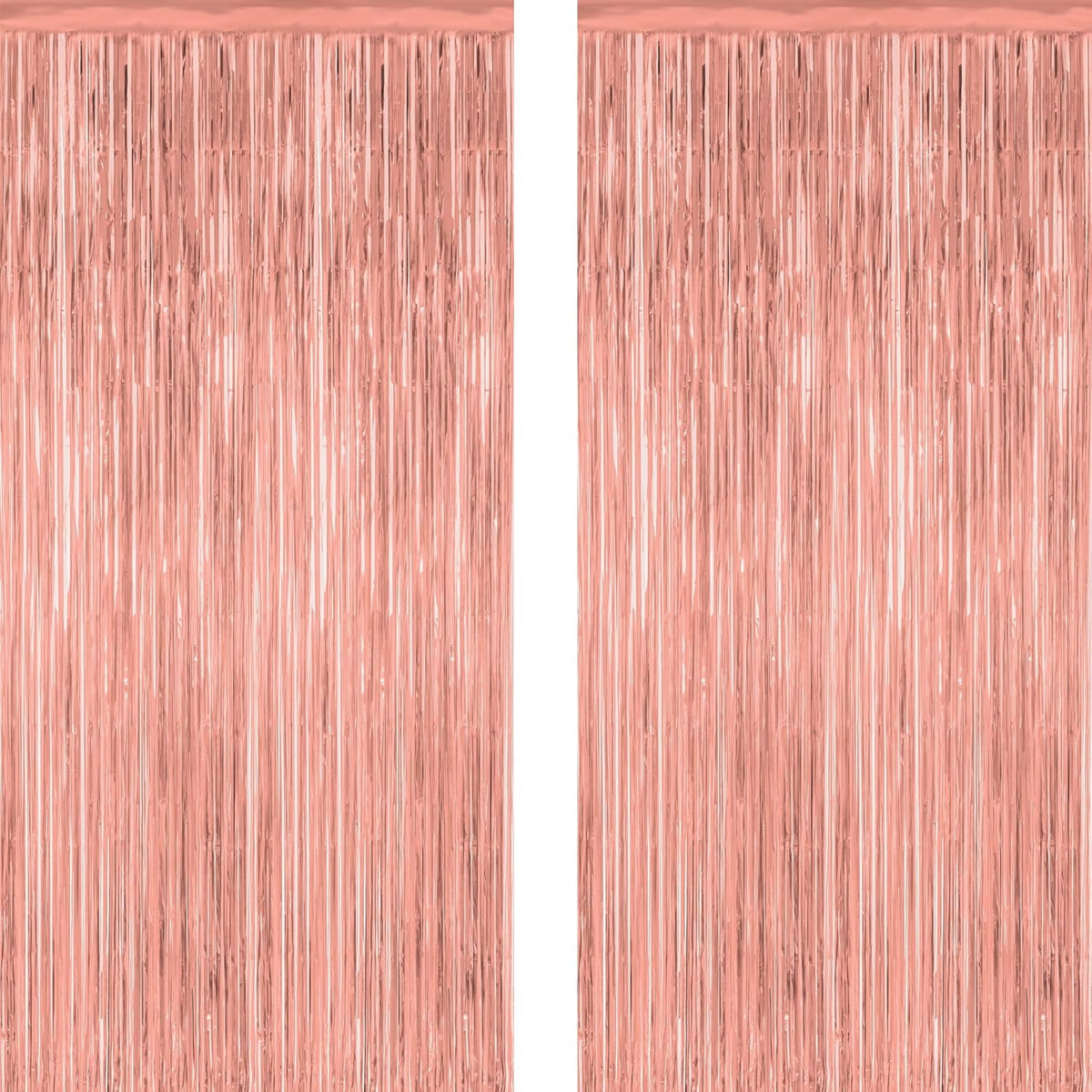 2 Pack Rose Gold Decorations, 3.28 FT x 7.05 FT Rose Gold Fringe Curtains, Metallic Photo Backdrop