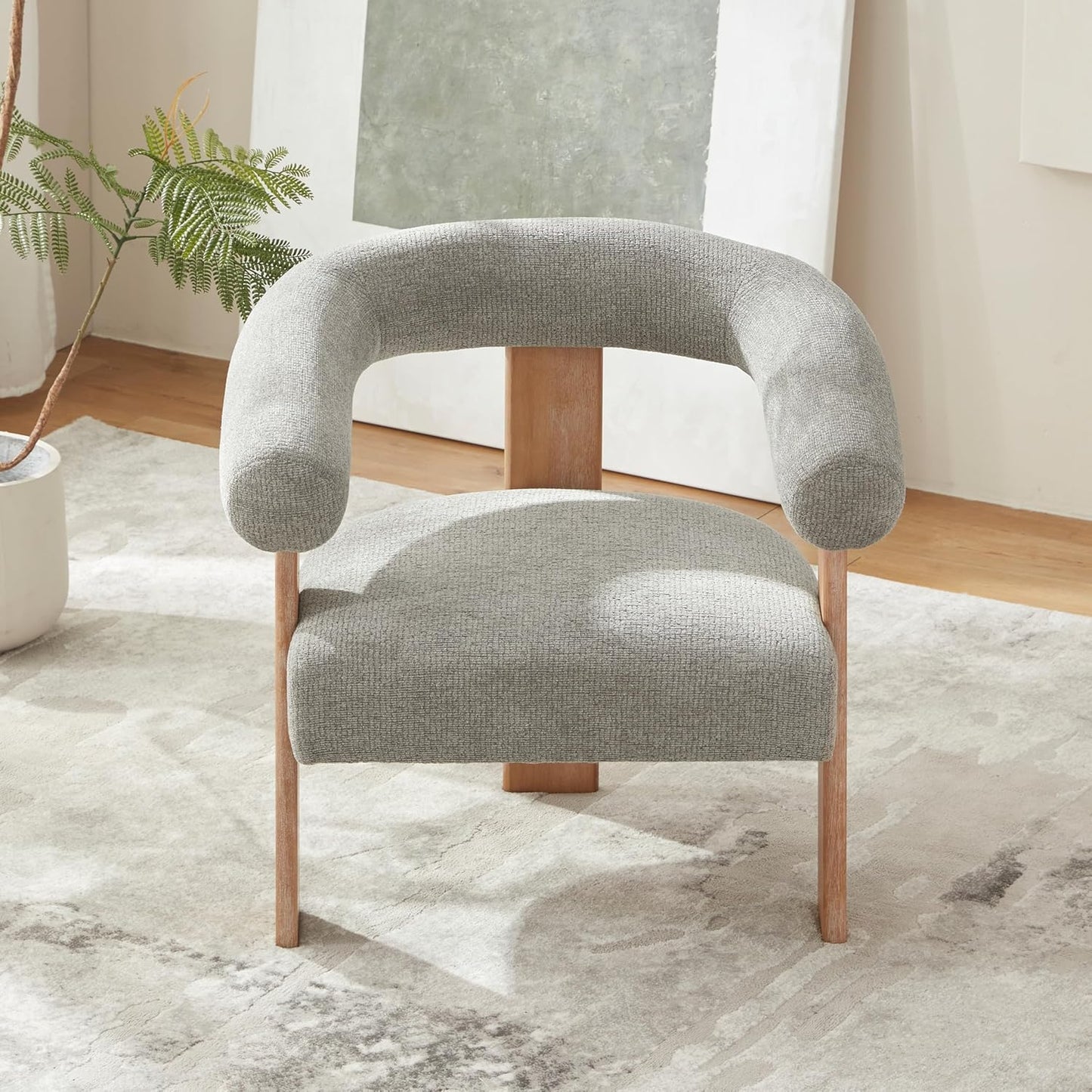VKNOW Accent Chair Living Room Chair Set of 2, Modern Upholstered Armchair with Solid Wood Legs