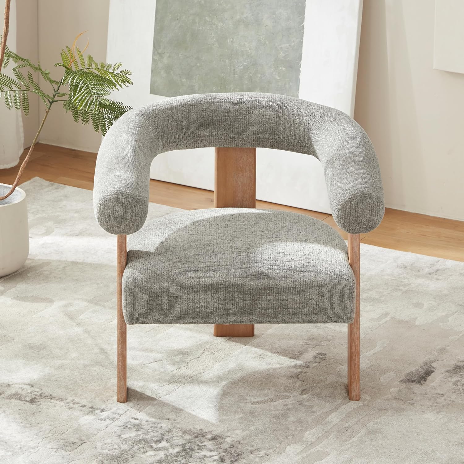 VKNOW Accent Chair Living Room Chair Set of 2, Modern Upholstered Armchair with Solid Wood Legs