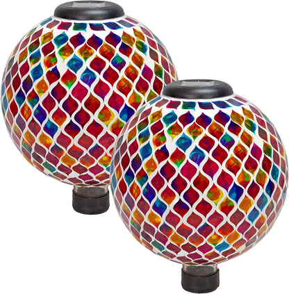 Sunnydaze 10-Inch Solar Gazing Ball for Garden - Glass Outdoor Gazing Globe - Summer Trellis - Set