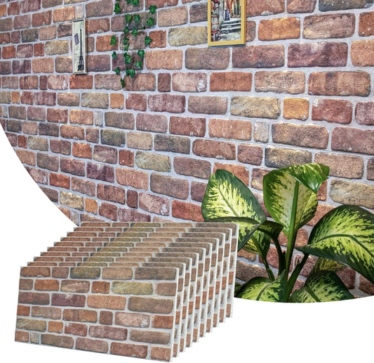 Dundee Deco 3D Wall Panels Faux Brick - Cladding, Brown Beige Stone Look Wall Paneling, Styrofoam