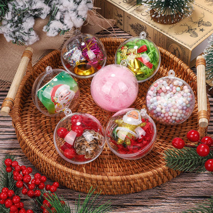 ANVAVO 100 Pieces 60mm Christmas Clear Plastic Fillable Ball Ornaments DIY Craft Transparent