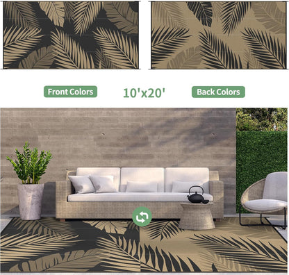 GENIMO Outdoor Rug 10' x 20' Waterproof for Patios Clearance, Reversible Outdoor Plastic Straw