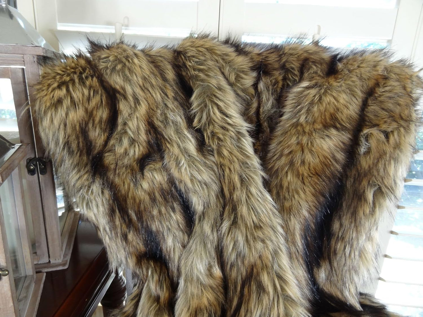 Brown Fur Throw Blanket and Bedspread - Brown Wolf Faux Fur - Light & Dark Brown Faux Fur - Luxury