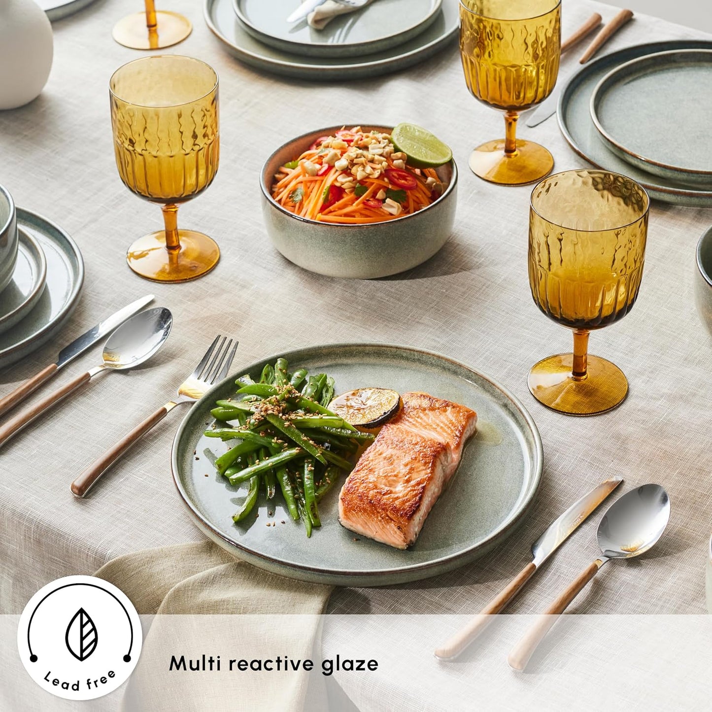 Karaca New Skal 18-Piece Dinnerware Sets for 6 People, Modern Design, Stoneware Dinner Set, Kitchen