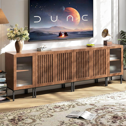 Farmhouse TV Stand for TVs up to 100 Inch, Entertainment Center TV Console with Storage Cabinets