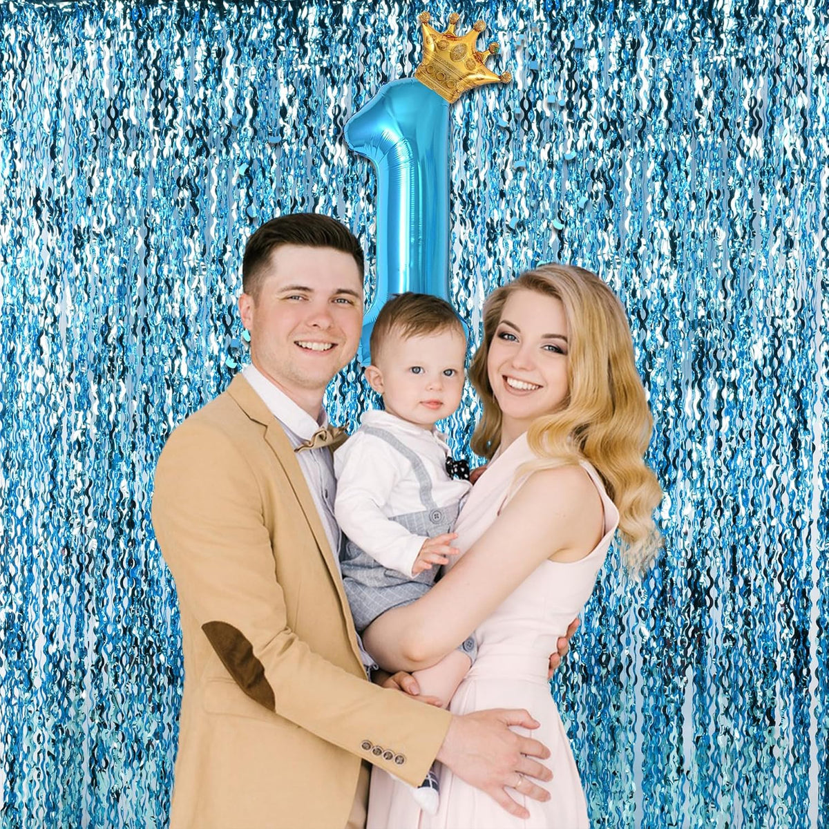 Wavy Blue Streamers Party Backdrop - GREATRIL Fringe Curtain for Pool