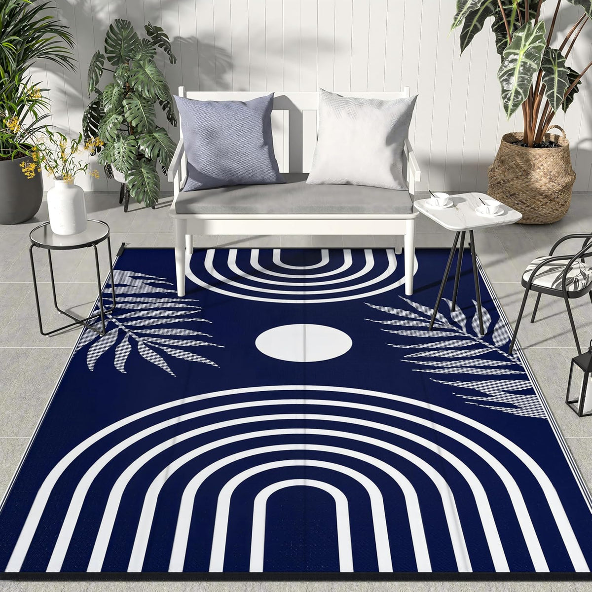 GENIMO Outdoor Rug 6' x 9' Waterproof for Patio Clearance, Reversible Lightweight Plastic Straw