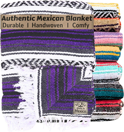 Del Mex Classic Mexican Blanket, Large Authentic Woven Falsa Throw (70"x50"), Artisan Southwest