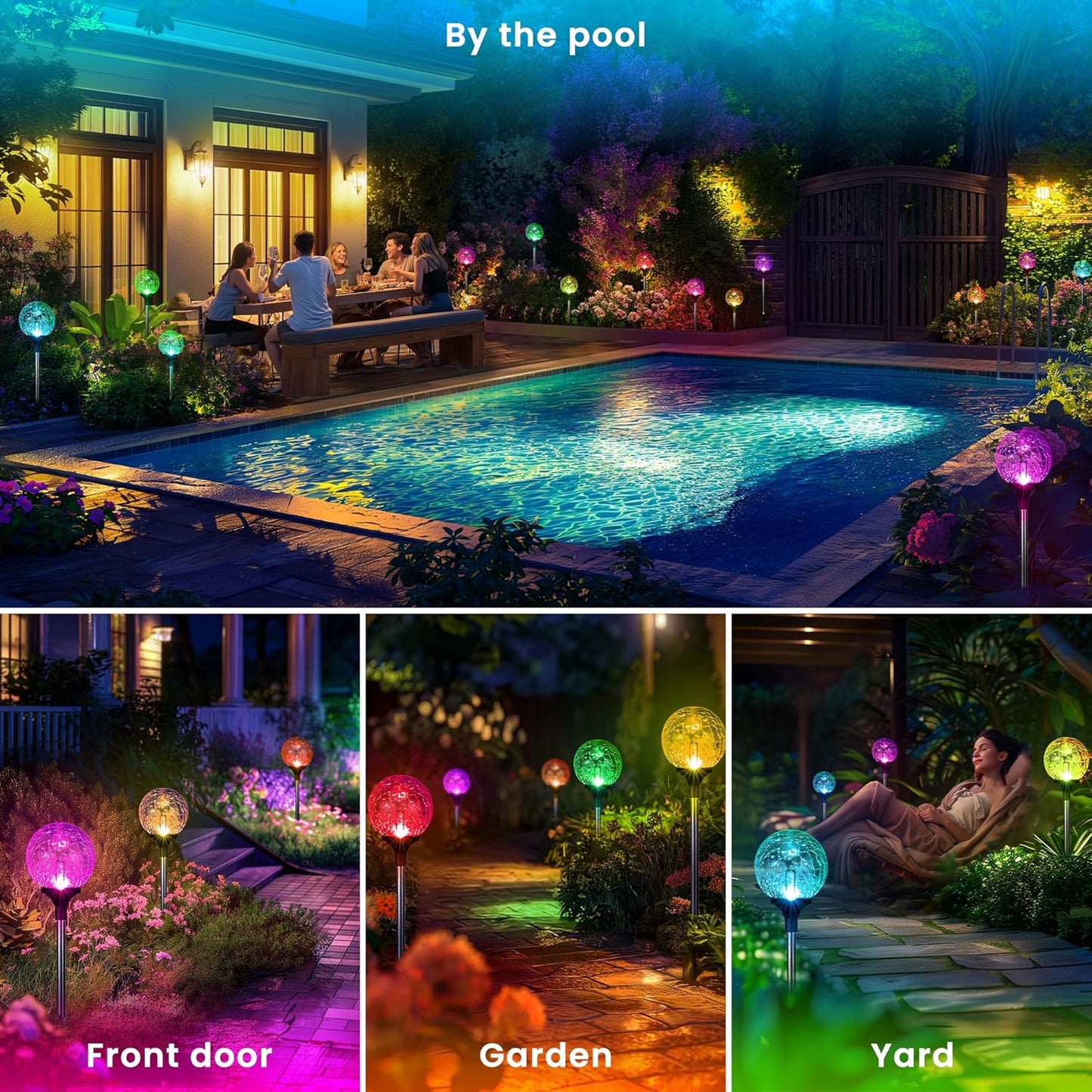 Gigalumi Solar Garden Lights 6 Pack, Solar Globe Lights Outdoor Waterproof, Solar Lights Outdoor