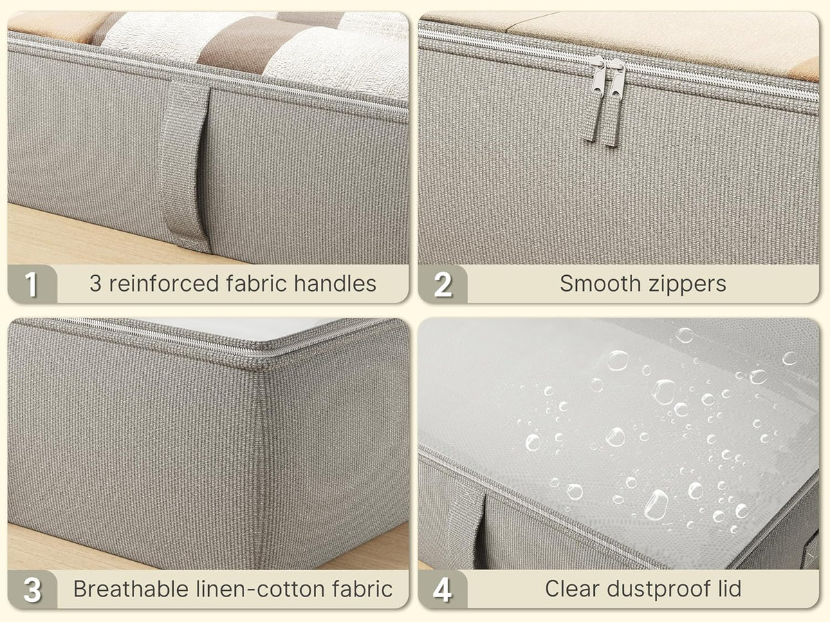 2-Pack Under Bed Storage Containers, 6 Inches Tall Underbed Clothes Storage Organizer Bin with