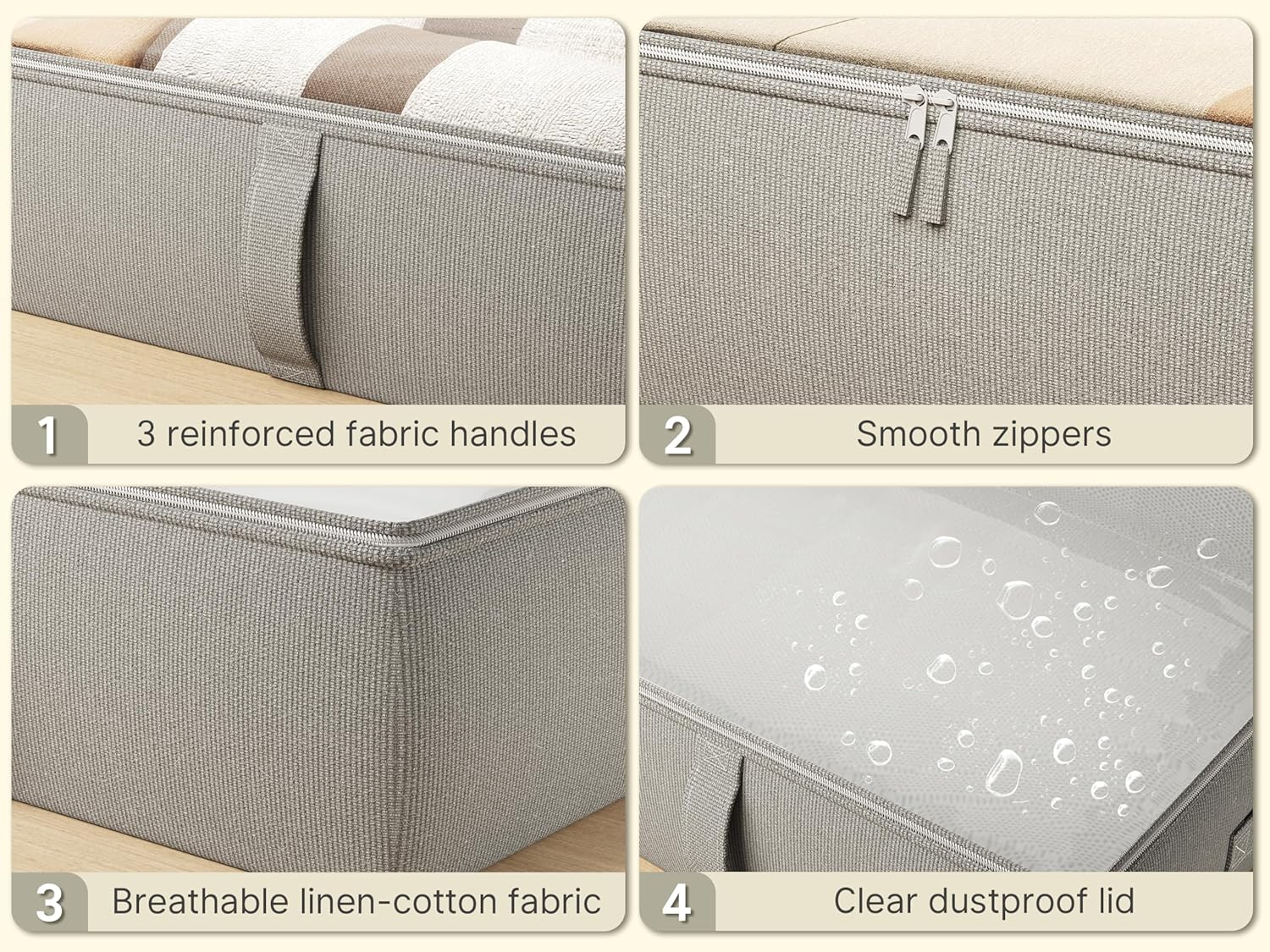 2-Pack Under Bed Storage Containers, 8 Inches Tall Underbed Clothes Storage Organizer Bin with