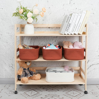 Small Woven Storage Baskets 12“X8”X5“ Decorative Rope Bins for Organizing Shelves, Closets, and