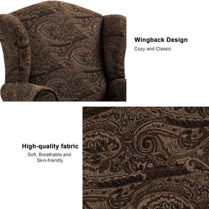 Accent Chair, High Back Upholstered Armchair with High Resilience Sponge & Wood Legs, Mid-Century