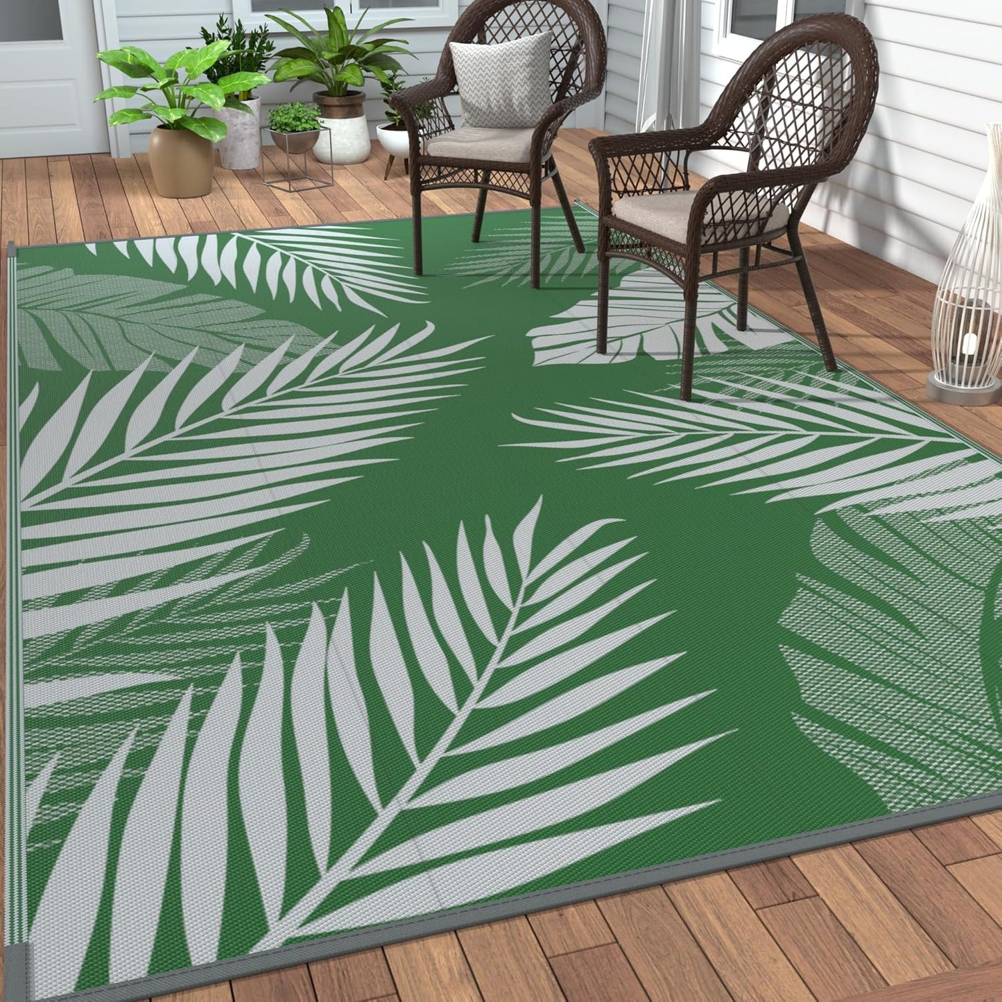 GENIMO Outdoor Rug 6' x 9' Waterproof for Patios Clearance, Reversible Plastic Straw Camping