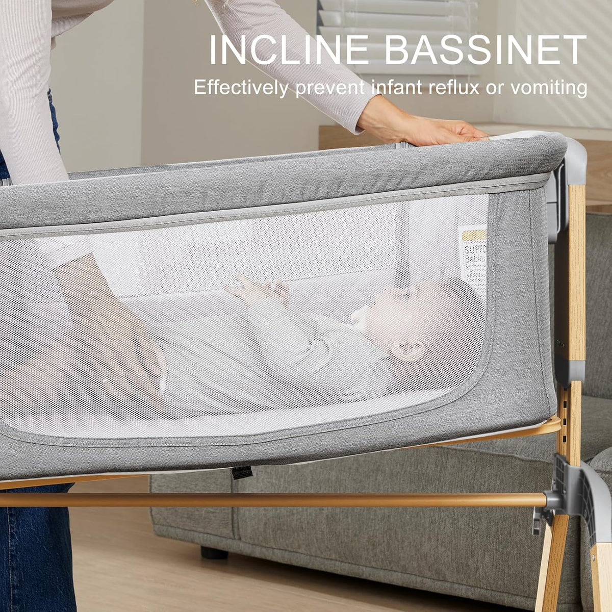 3 in 1 Baby Bassinet, Rocking Bassinets with Comfy Mattress and Wheels, Adjustable Height Bassinet