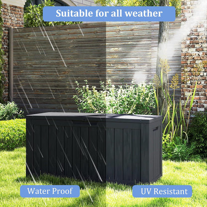 80 Gallon Outdoor Storage Box with Wheels, Waterproof Lockable Resin Deck Box Patio Storage Bin for