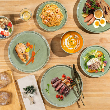 AmorArc Ceramic Dinnerware Sets, Handmade Reactive Glaze Stoneware Plates and Bowls Sets,Highly