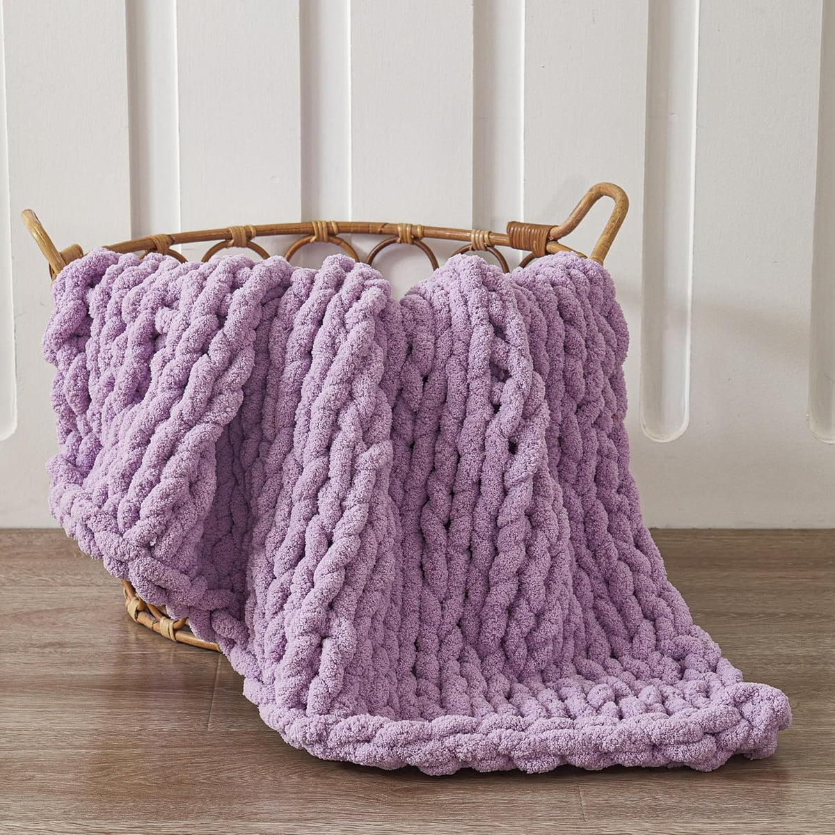 WESHIONGOO Chunky Knit Blanket Throw 40"*40" Knitted Throw Blankets for Couch Bed Fluffy Soft