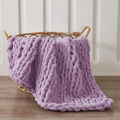 WESHIONGOO Chunky Knit Blanket Throw 40"*40" Knitted Throw Blankets for Couch Bed Fluffy Soft