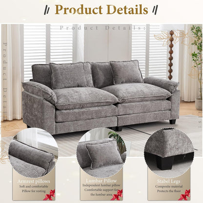URRED Modular Sectional Sofa Comfy Cloud Couch, Modern Chenille Sofa Sleeper Deep Seat Couches with