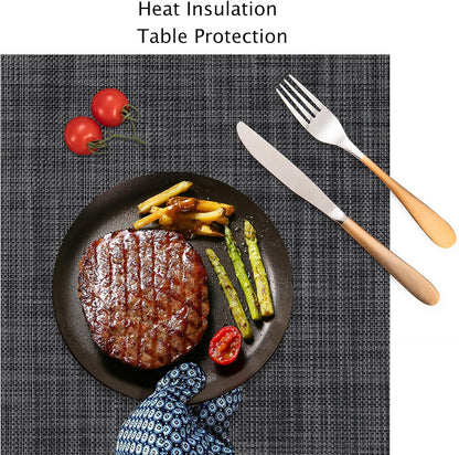 Myir JUN Placemats Set of 8, Vinyl Woven Placemats Place Mats Indoor Set of 8 Washable Table Mats