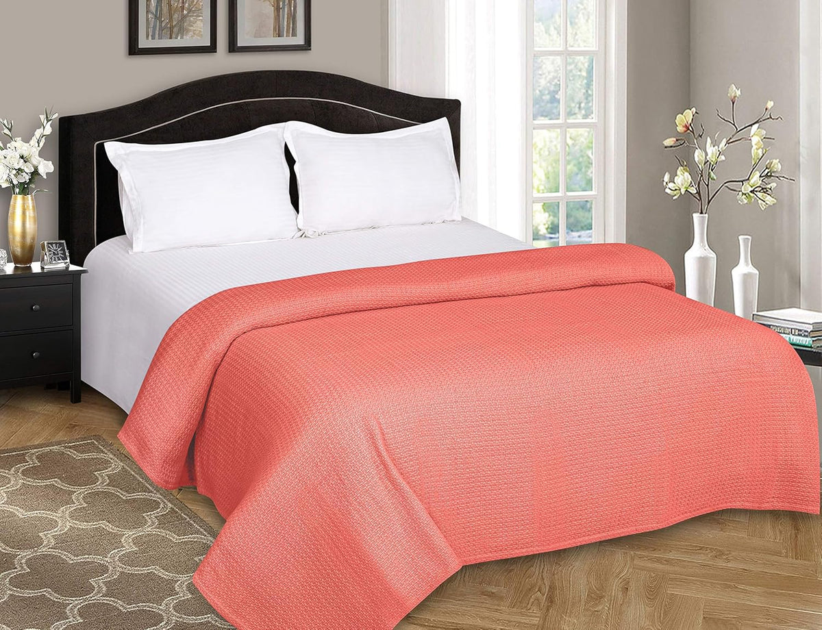 BELIZZI HOME 100% Cotton Bed Blanket, Breathable Bed Blanket Full Queen Size, Cotton Thermal