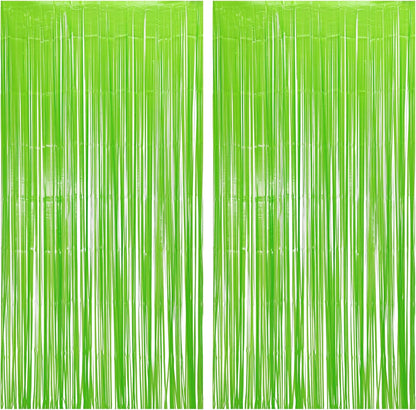 BRAVESHINE Pastel Green Streamers Party Backdrop Decoration - Tinsel Curtain Foil Fringe Backdrop