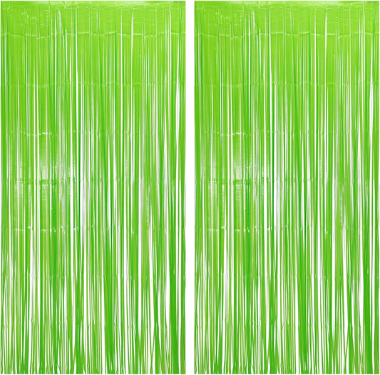 BRAVESHINE Pastel Green Streamers Party Backdrop Decoration - Tinsel Curtain Foil Fringe Backdrop