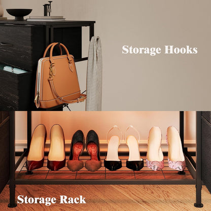 LUMTOK 55" W 2-in-1 Dresser with Hanging Rack, 10 Drawers Dresser for Bedroom,Dressers with Fabric