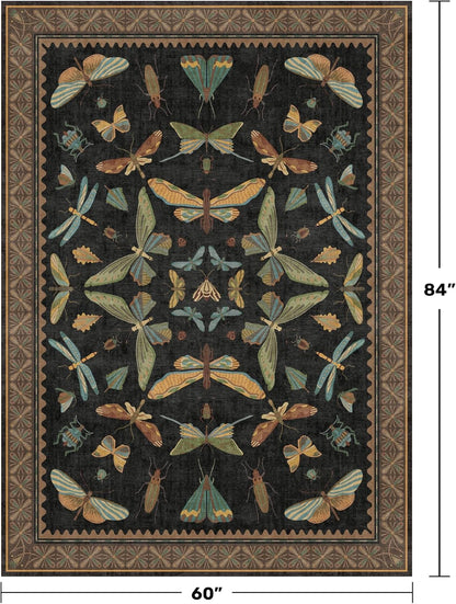 Washable 5x7 Black Rug for Living Room - Foyer Rugs for Entryway, Bedroom, Home Office, Gothic