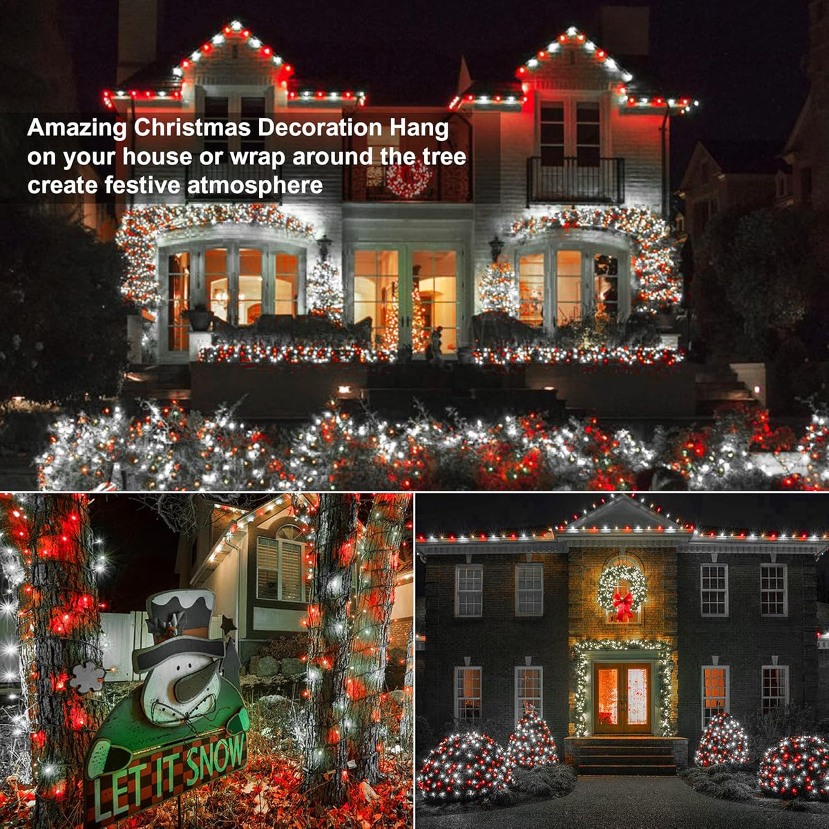 Brizled Red & White Christmas Lights, 33ft 100 LED Christmas String Lights, 5MM Wide Angle Xmas