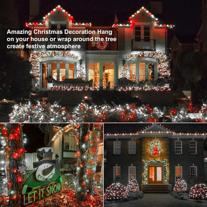 Brizled Red & White Christmas Lights, 33ft 100 LED Christmas String Lights, 5MM Wide Angle Xmas