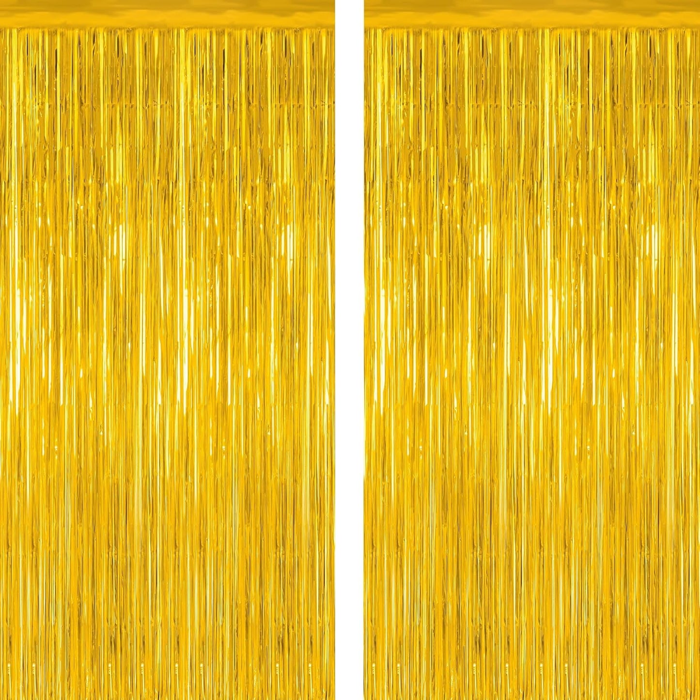 2 Pack Gold Tinsel Backdrop, 3.28 FT x 7.05 FT Metallic Fringe Curtain, Gold Color Graduation