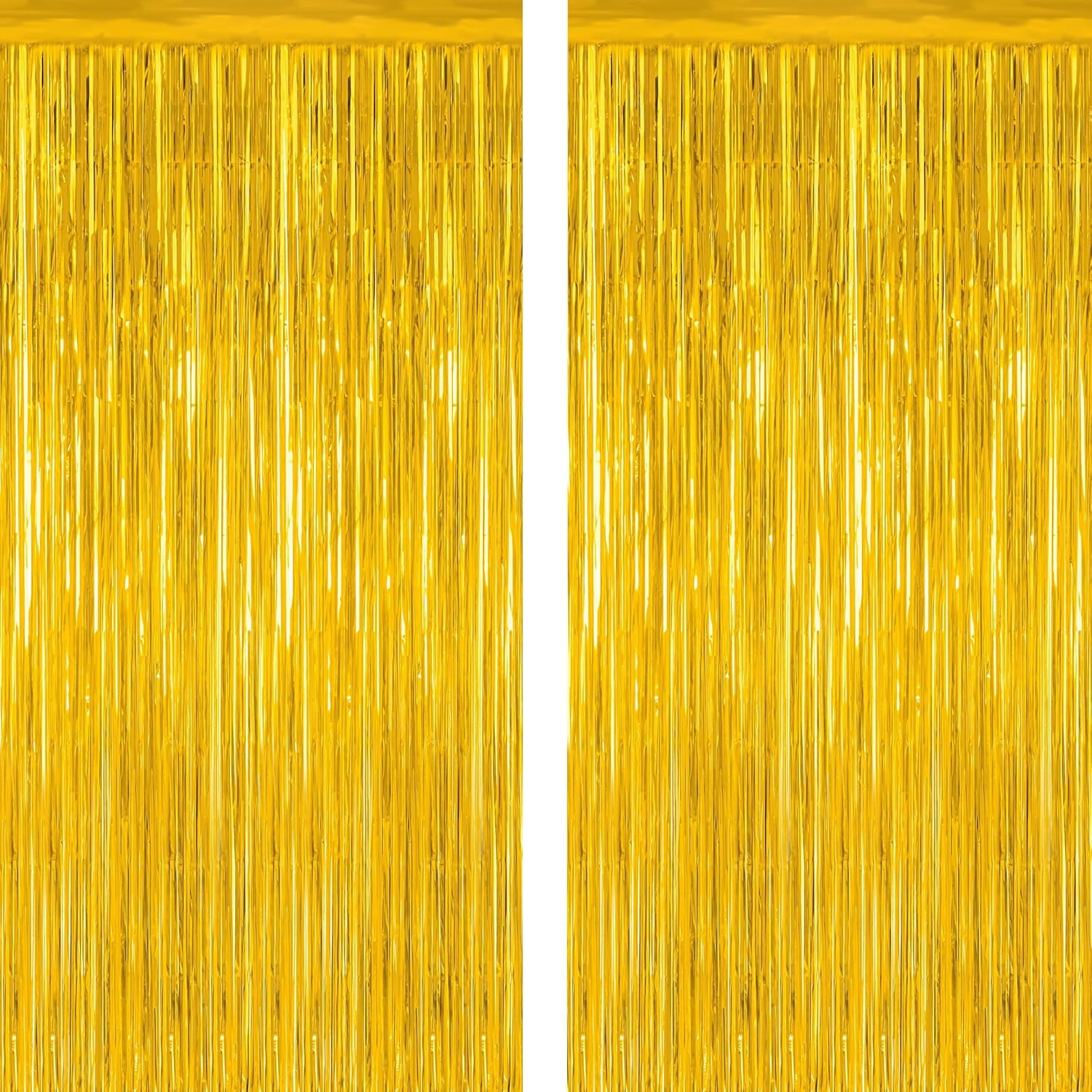 2 Pack Gold Tinsel Backdrop, 3.28 FT x 7.05 FT Metallic Fringe Curtain, Gold Color Graduation