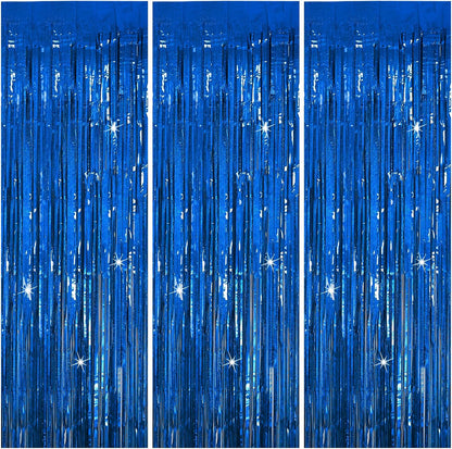 3 Pack Blue Backdrop Party Streamers Ocean Themed Decor Birthday Party Decorations Foil Fringe