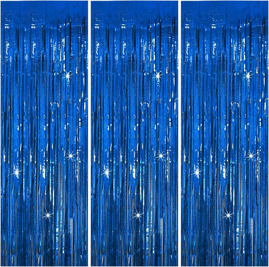 3 Pack Blue Backdrop Party Streamers Ocean Themed Decor Birthday Party Decorations Foil Fringe