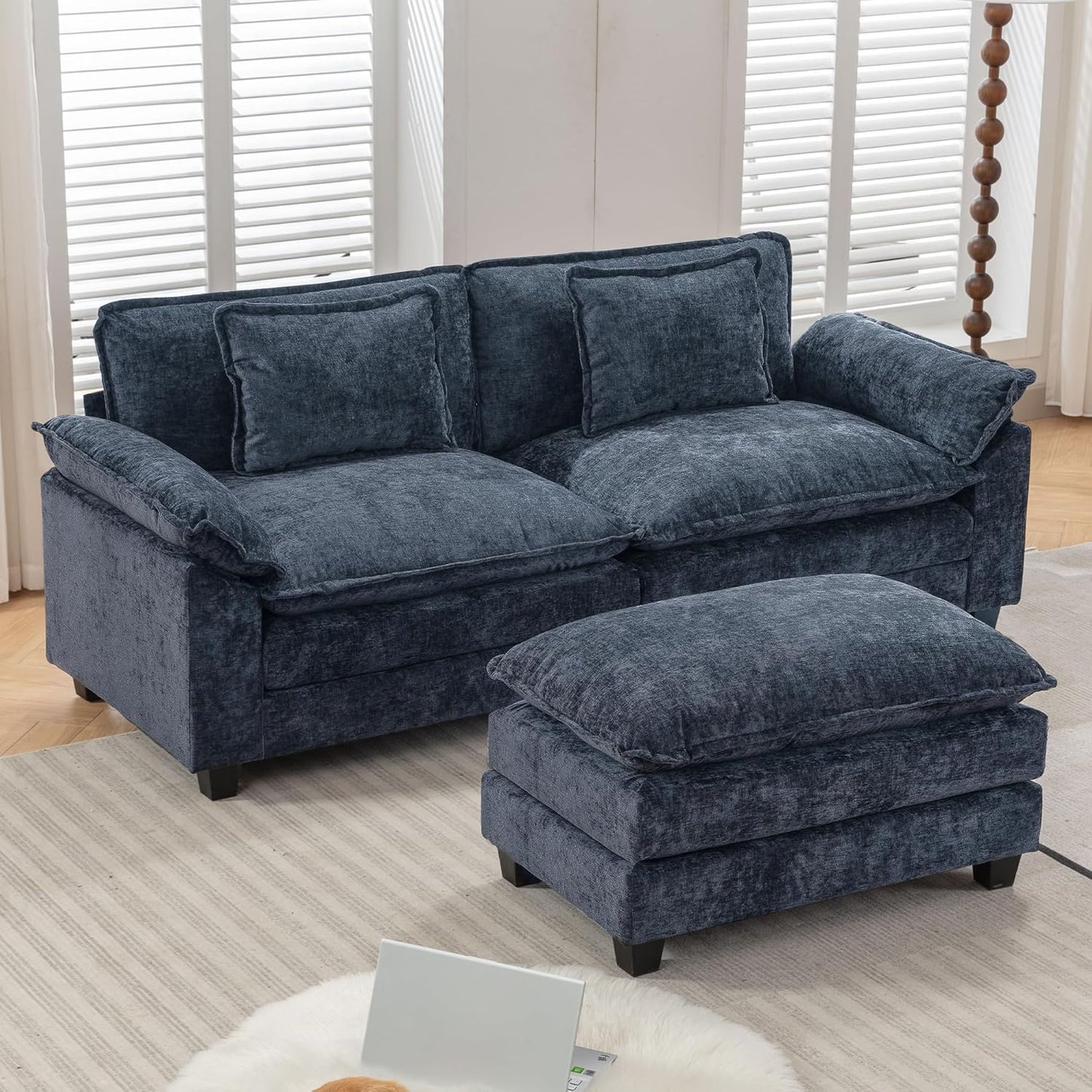 URRED Modular Sectional Sofa Comfy Cloud Couch, Modern Chenille Sofa Sleeper Deep Seat Couches with