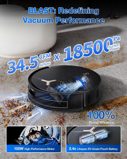 ECOVACS DEEBOT T50 MAX PRO Omni Robot Vacuum and Mop, 18,500Pa Suction, 18mm Auto-Lift, ZeroTangle