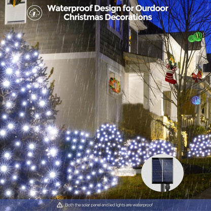 WBao Solar Christmas Lights Outdoor 360LED 11.5ft x 6.9ft Christmas Bushes Lights with Remote, 8