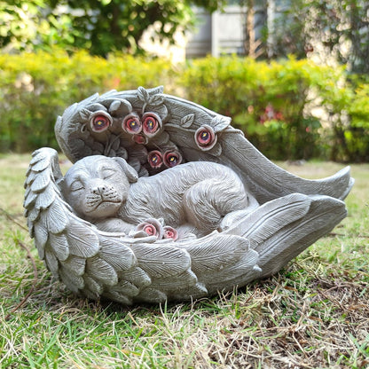Solar Dog Garden Statues Outdoor Décor- Dog Figurines Solar LED Light Lawn Ornaments - Yard