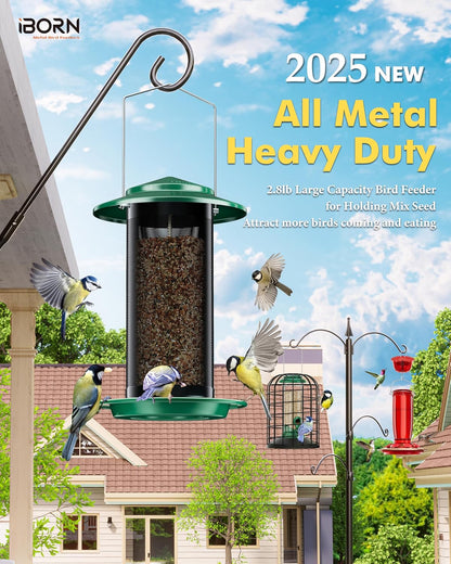 iBorn Bird Feeders for Outdoors, All Metal Mesh Tube, Holding Bird Seed for Outside Feeders,18cm