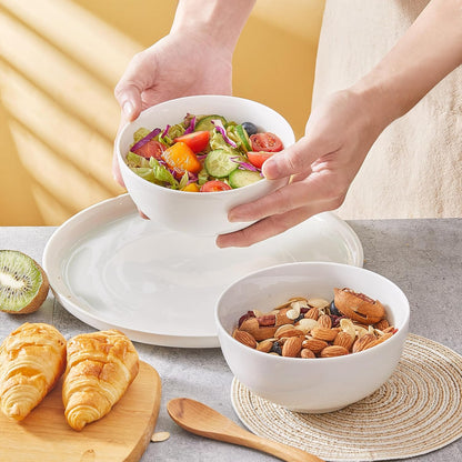 White Soup Bowls 6 in, 26Oz round Large Ceramic Bowl set of 6, Deep Porcelain Bowls for Cereal