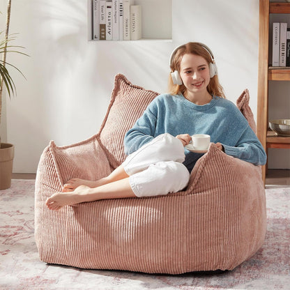 Giant Bean Bag Chair Sofa for Adults Teens, Comfy Corduroy Large Bean Bag Chairs with Armrests for