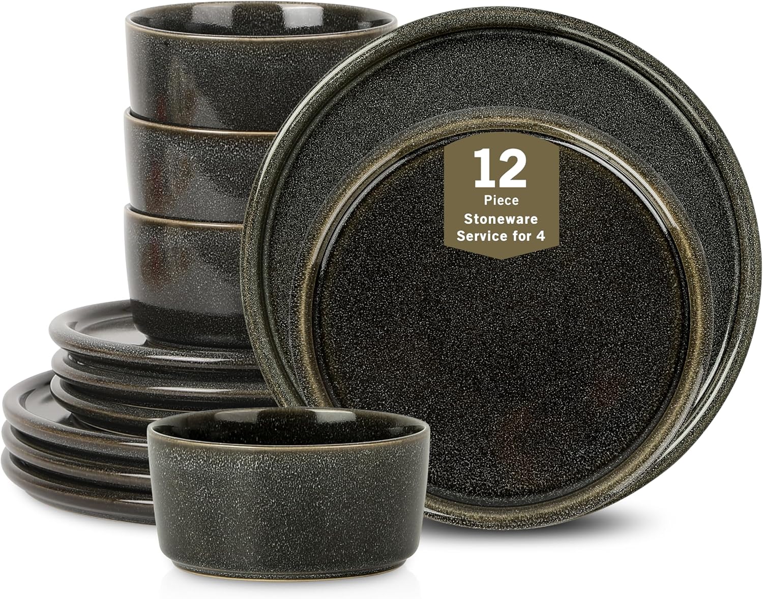 Stone Lain Eden 12-Piece Dinnerware Set Stoneware, Plates and Bowls Set, Dishwasher and Microwave