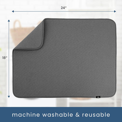S&T INC. Dish Drying Mat XL, 18” x 24”, Absorbent Microfiber Kitchen Counter Mat, Dish Drying Pad