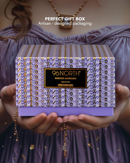 96NORTH Luxury Lavender Soy Candle | Large 3 Wick Jar Candle | Up to 50 Hours Burning Time | 100%