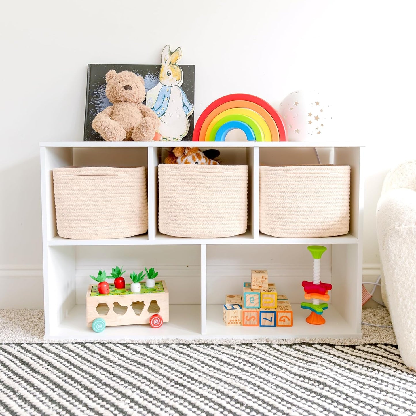NaturalCozy Storage Cubes 9”x9”x7”Cotton Rope Woven Baskets for Organizing 3-Pack | 9 Inch Cube