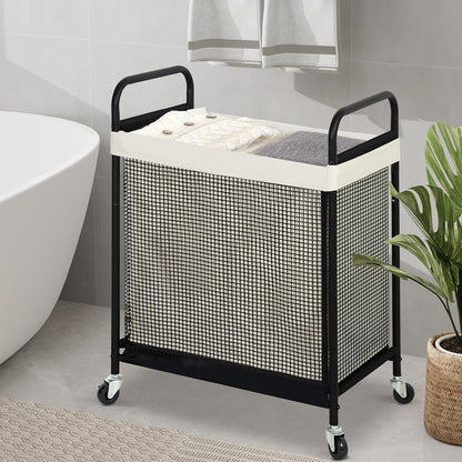 STO STO Laundry Hamper 2 Section, 100L Rolling Laundry Sorter Cart with Removable and Washable