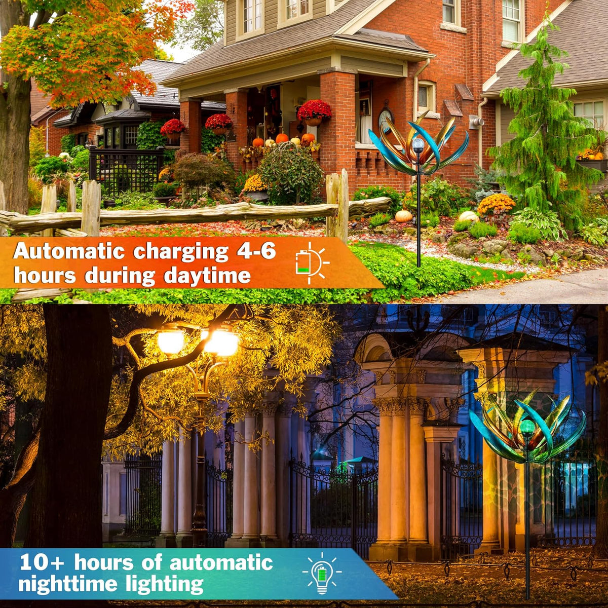 82" Vibrant Multicolor Solar Tulip Large Wind Spinner - Outdoor Garden Decor with Auto-Illuminated